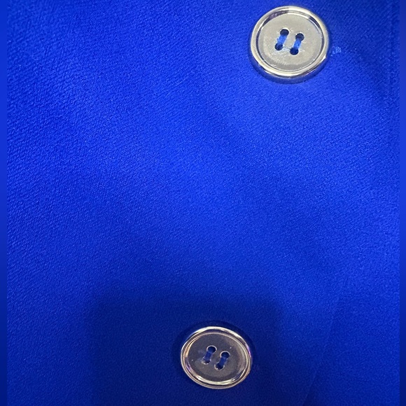 Royal Blue Stretch Blazer XL | Tailored Open Front 2 Button Jacket - Picture 7 of 9